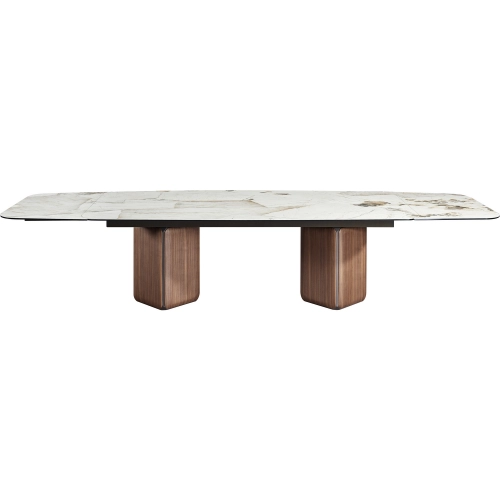 Breccia 95" Extension Dining Table in Pandora Ceramic Glass & Walnut Veneer